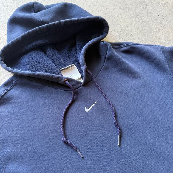 Vintage 90's Nike Center Check Swoosh Blue Hoodie Pullover Sweatshirt Sz Medium - Picture 4 of 4